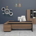 PROLINE Γραφείο Δεξιά Γωνία Απόχρωση Καρυδί Δρυς - Μαύρο 180x75/160x40 H.75/63cm - Image 3