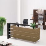 PROLINE Reception - Γραφείο Απόχρωση Καρυδί Δρυς - Μαύρο 180x75x110cm - Image 5