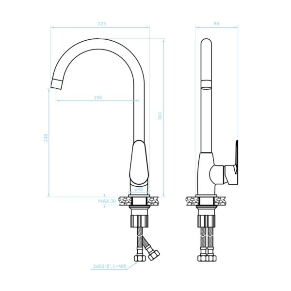 ΨΗΛΗ ΜΠΑΤΑΡΙΑ ΚΟΥΖΙΝΑΣ ΠΑΓΚΟΥ HM4864 ΧΡΩΜΙΟΥ-- 36,1Υεκ. - Image 2
