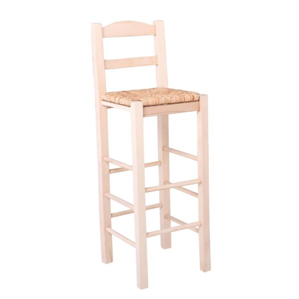 ΣΙΦΝΟΣ Σκαμπό BAR με Πλάτη, Οξιά Άβαφο με Ψάθα Αβίδωτη 36x37x76/107cm - Image 5