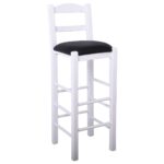 ΣΙΦΝΟΣ Σκαμπό BAR με Πλάτη, Οξιά Βαφή Εμποτισμός Λάκα Άσπρο, Κάθισμα Pu Μαύρο 36x37x78/107cm - Image 8