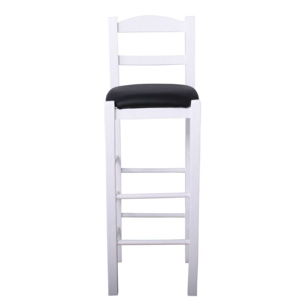 ΣΙΦΝΟΣ Σκαμπό BAR με Πλάτη, Οξιά Βαφή Εμποτισμός Λάκα Άσπρο, Κάθισμα Pu Μαύρο 36x37x78/107cm - Image 11