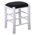 ΤΑΒΕΡΝΑΣ Σκαμπό Βοηθητικό, Οξιά Βαφή Εμποτισμός Λάκα Άσπρο, Κάθισμα Pu Μαύρο 35x35x51cm - Image 5