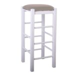 ΤΑΒΕΡΝΑΣ Σκαμπό BAR, Οξιά Βαφή Εμποτισμός Λάκα Άσπρο, Κάθισμα Pu Cappuccino 35x35x81cm - Image 4