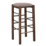 ΤΑΒΕΡΝΑΣ Σκαμπό BAR, Οξιά Βαφή Εμποτισμός Καρυδί, Κάθισμα Pu Cappuccino 35x35x81cm - Image 4