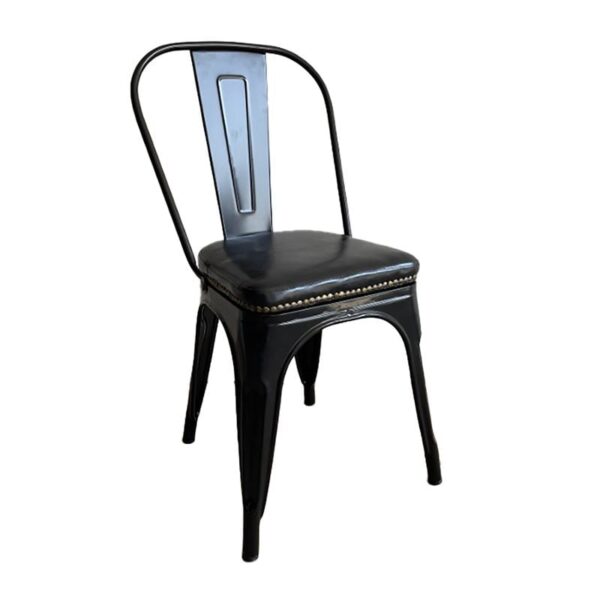 RELIX Καρέκλα Στοιβαζόμενη, Μέταλλο Βαφή Μαύρo, Κάθισμα Pu Μαύρο 45x53x85cm - Image 3