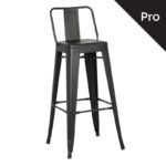 RELIX Σκαμπό Bar-Pro με Πλάτη, Μέταλλο Βαφή Μαύρο Matte 43x43x76/100cm - Image 4