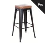 RELIX Σκαμπό Bar-Pro, Στοιβαζόμενο, Μέταλλο Βαφή Μαύρο Matte, Pu Camel 43x43x78cm - Image 3