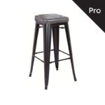 RELIX Σκαμπό Bar-Pro, Στοιβαζόμενο, Μέταλλο Βαφή Μαύρο Matte, Pu Σκούρο Γκρι 43x43x78cm - Image 3