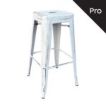 RELIX Σκαμπό Bar-Pro, Στοιβαζόμενο, Μέταλλο Βαφή Antique White 43x43 H.76cm - Image 4