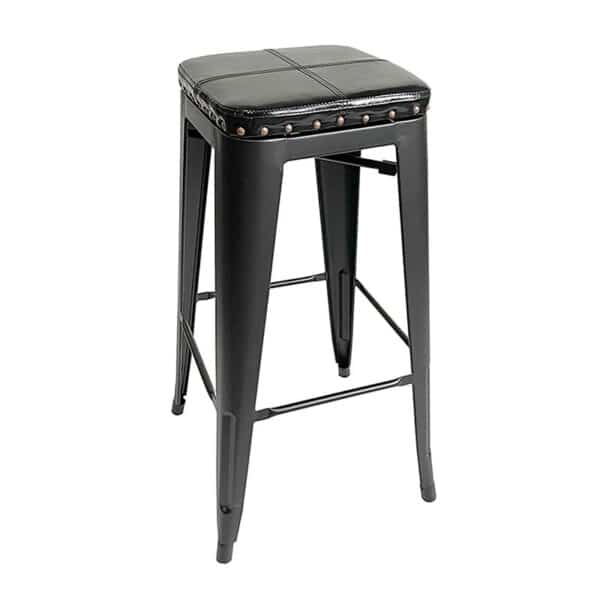 RELIX Σκαμπό Bar Στοιβαζόμενο, Μέταλλο Βαφή Μαύρο, Pu Μαύρο 42x42x76cm - Image 3