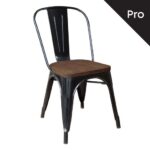 RELIX Wood Καρέκλα-Pro, Στοιβαζόμενη, Μέταλλο Βαφή Μαύρο, Κάθισμα Dark Oak 45x51x85cm - Image 4