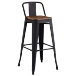 RELIX Wood Σκαμπό Bar με Πλάτη,Μέταλλο Βαφή Μαύρο Extra Matte, Απόχρωση Ξύλου Dark Oak 44x44x76/97cm - Image 6