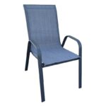 RIO Πολυθρόνα Στοιβαζόμενη Κήπου, Μέταλλο Βαφή Ανθρακί, Textilene Γκρι 54x75x91cm - Image 3