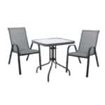 RIO Set Κήπου - Βεράντας: Τραπέζι + 2 Πολυθρόνες Μέταλλο Βαφή Ανθρακί, Textilene Γκρι Table:70x70x70 Chair:55x74x91 - Image 3