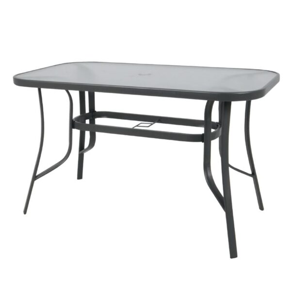 RIO Τραπέζι Κήπου - Βεράντας, Μέταλλο Βαφή Ανθρακί, Γυαλί 140x80x71cm - Image 4