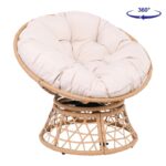 ROLLY Πολυθρόνα Κήπου-Βεράντας Περιστρεφόμενη Μεταλλική, Wicker Φυσικό, Μαξιλάρι Εκρού 90x78x80cm - Image 6