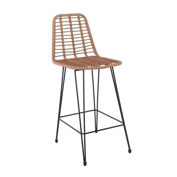 SALSA Σκαμπό BAR-Pro με Πλάτη, Μέταλλο Βαφή Μαύρο, Wicker Φυσικό 45x55x75/113cm - Image 7