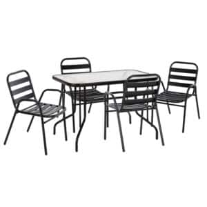 ΣΕΤ ΤΡΑΠΕΖΑΡΙΑΣ 5ΤΜΧ ADAM HM21219.01 ΚΑΡΕΚΛΕΣ ΜΕΤΑΛΛΙΚΕΣ & ΤΡΑΠΕΖΙ 110x60 ΜΑΥΡΟ