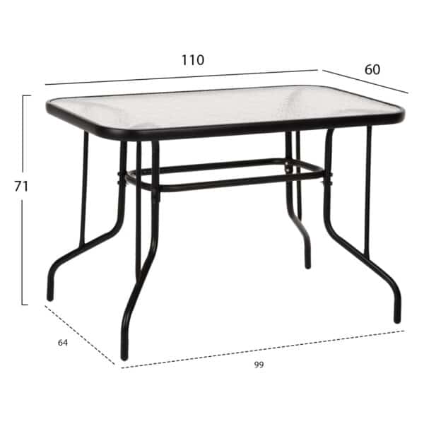 ΣΕΤ ΤΡΑΠΕΖΑΡΙΑΣ 5ΤΜΧ ADAM HM21220 ΚΑΡΕΚΛΕΣ ΜΕΤΑΛΛΙΚΕΣ & ΤΡΑΠΕΖΙ 110x60 ΜΑΥΡΟ - Image 2