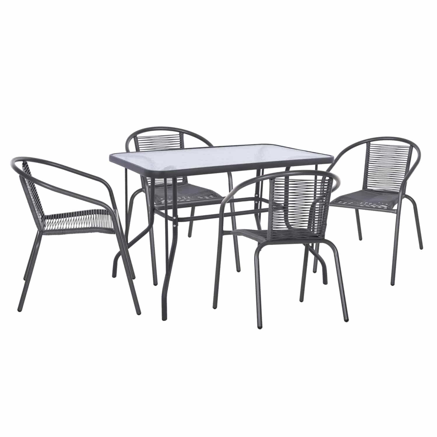 HM21222 ΣΕΤ ΤΡΑΠΕΖΑΡΙΑΣ 5ΤΜΧ SWIFTER HM21222 ΚΑΡΕΚΛΕΣ ΜΕΤΑΛΙΚΕΣ & ΤΡΑΠΕΖΙ 110x60 ΓΚΡΙ - Image 1