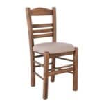 ΣΙΦΝΟΣ Καρέκλα Οξιά Βαφή Εμποτισμού Καρυδί, Κάθισμα Pu Cappuccino 41x45x88cm - Image 3