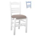 ΣΙΦΝΟΣ Καρέκλα Οξιά Βαφή Εμποτισμού Λάκα Γκρι, Κάθισμα Pu Cappuccino 41x45x88cm - Image 3