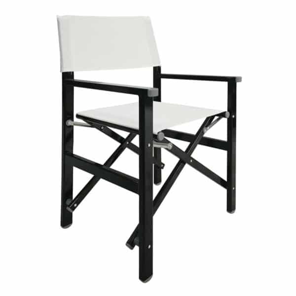 Σκηνοθέτη Πολυθρόνα, Αλουμίνιο Μαύρο (1,2mm), Textilene Άσπρο, Πτυσσόμενη (2,75kg) 54x50x88cm - Image 4