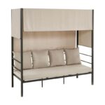 SKY Καναπές - Κρεβάτι Κήπου Εξωτερικού Χώρου, Μέταλλο Βαφή Ανθρακί, Ύφασμα Εκρού 200x80x200cm - Image 3