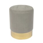 SOL Σκαμπό Βοηθητικό, Χρώμιο Χρυσό, Ύφασμα Velure Απόχρωση Γκρι Φ37x44cm - Image 3