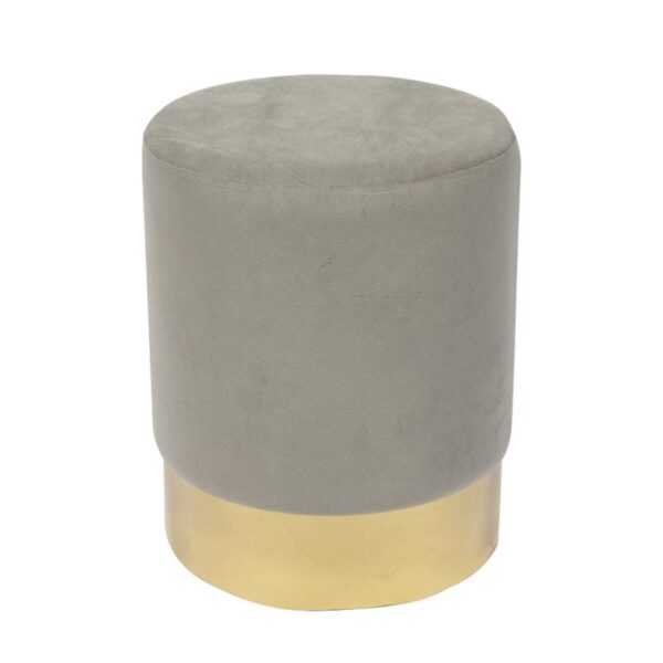 SOL Σκαμπό Βοηθητικό, Χρώμιο Χρυσό, Ύφασμα Velure Απόχρωση Γκρι Φ37x44cm - Image 3