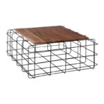 SORREL Τραπεζάκι Σαλονιού Καθιστικού, Μέταλλο Βαφή Μαύρο, Ξύλο Ακακία Φυσικό 80x80x35cm - Image 4