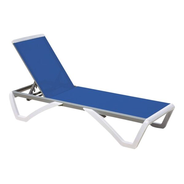 SUMMER K/D Ξαπλώστρα Αλουμίνιο Ανθρακί, PP Άσπρο - Textilene Μπλε 69/58x196x31cm - Image 4