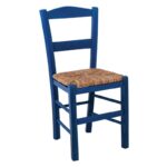 ΣΥΡΟΣ Καρέκλα Οξιά Βαφή Εμποτισμού Ανιλίνη Μπλε, Κάθισμα Ψάθα 41x45x88cm - Image 3