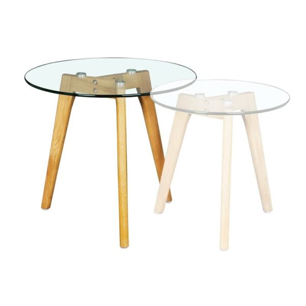 TARGET Τραπεζάκι Βοηθητικό Ξύλο - Γυαλί 8mm Φ50cm H.46cm - Image 4