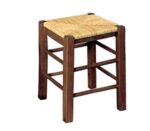 ΤΑΒΕΡΝΑΣ Σκαμπό Βοηθητικό, Οξιά Εμποτισμός Καρυδί, Κάθισμα Ψάθα 35x35x50cm - Image 4