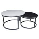 TERRY Set2 Τραπεζάκια Σαλονιού , Μέταλλο Βαφή Μαύρο, Sintered Stone White-Black Marble Φ.80 H.48cm + Φ.60 H.40cm - Image 3