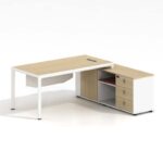 THESIS Γραφείο Δεξιά Γωνία, Απόχρωση Beech - Άσπρο 160x80x75/160x40x65cm - Image 3