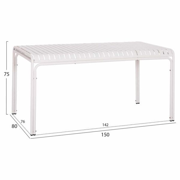 ΤΡΑΠΕΖΙ ΑΛΟΥΜΙΝΙΟΥ RACHEL HM6339.02 ΛΕΥΚΟ 150x80x75Υεκ. - Image 2