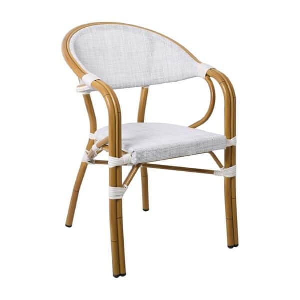 VEGERA Πολυθρόνα Dining Αλουμίνιο Βαφή Φυσικό Textilene Εκρού, Στοιβαζόμενη 57x58x83cm - Image 7