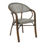 VEGERA Πολυθρόνα Dining Αλουμίνιο Βαφή Καρυδί Textilene Μπεζ, Στοιβαζόμενη 57x58x83cm - Image 7