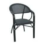 VEGERA Πολυθρόνα Dining Αλουμίνιο Βαφή Μαύρο Textilene Μαύρο, Στοιβαζόμενη 57x58x83cm - Image 4