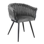 VERDI Πολυθρόνα Μέταλλο Βαφή Μαύρο, Ύφασμα Velure, Απόχρωση Γκρι 64x54x80cm - Image 4