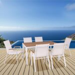 VIRNA Set Τραπεζαρία: Τραπέζι + 6 Πολυθρόνες, Μέταλλο Βαφή Άσπρο, Polywood Φυσικό Table:150x90x73 Chair:56x63x90 - Image 4