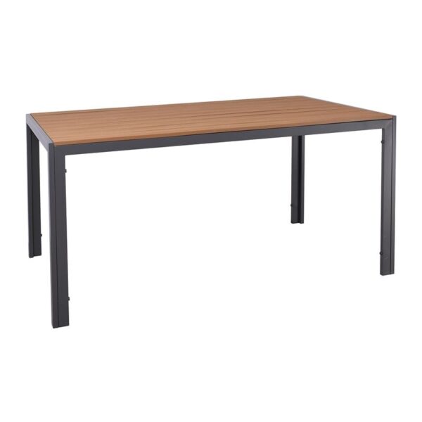 VIRNA Τραπέζι Κήπου-Βεράντας, Μέταλλο Βαφή Ανθρακί, Polywood Φυσικό 150x90x73cm - Image 3