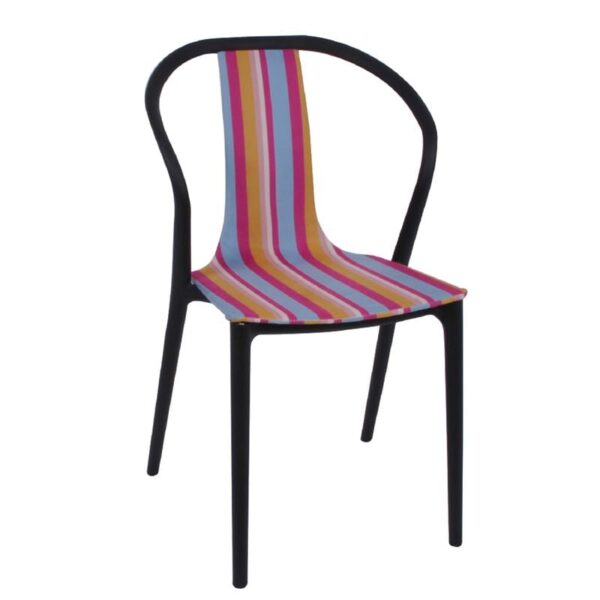 VISION Καρέκλα Στοιβαζόμενη, Ύφασμα Ριγέ, PP Μαύρο 57x53x89cm - Image 4