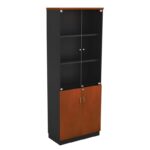 ΒΙΒΛΙΟΘΗΚΗ Γραφείου με Πόρτες Γυάλινες, Ντουλάπι Δίφυλλο, Απόχρωση Dark Grey - Cherry 80x40x211cm - Image 3