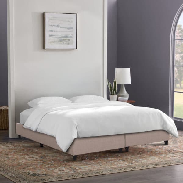 ΥΠΟΣΤΡΩΜΑ/ΚΡΕΒΑΤΙ KING-SIZE SIGGY HM21218.01 ΜΠΕΖ ΥΦΑΣΜΑ--ΓΙΑ 180x200εκ. - Image 2