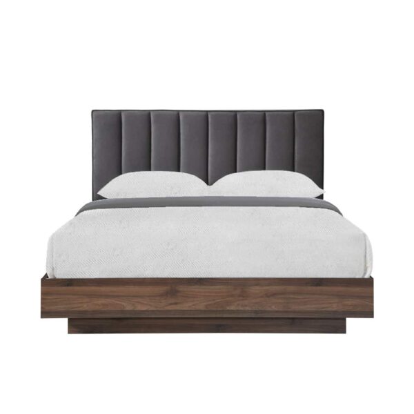 BOXY ΚΡΕΒΑΤΙ (ΓΙΑ ΣΤΡΩΜΑ 160x200cm) ΓΚΡΙ ΣΚΟΥΡΟ ΚΑΡΥΔΙ 211.5x165x111.2 09-1236 - Image 4