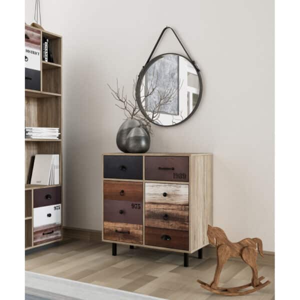 NUMBER ΚΟΜΟΤΑ 2ΠΟΡΤΕΣ 2ΣΥΡΤΑΡΙΑ SONOMA ΛΕΥΚΟ ΓΚΡΙ 75.8x39.6x80.1 09-1473 - Image 2